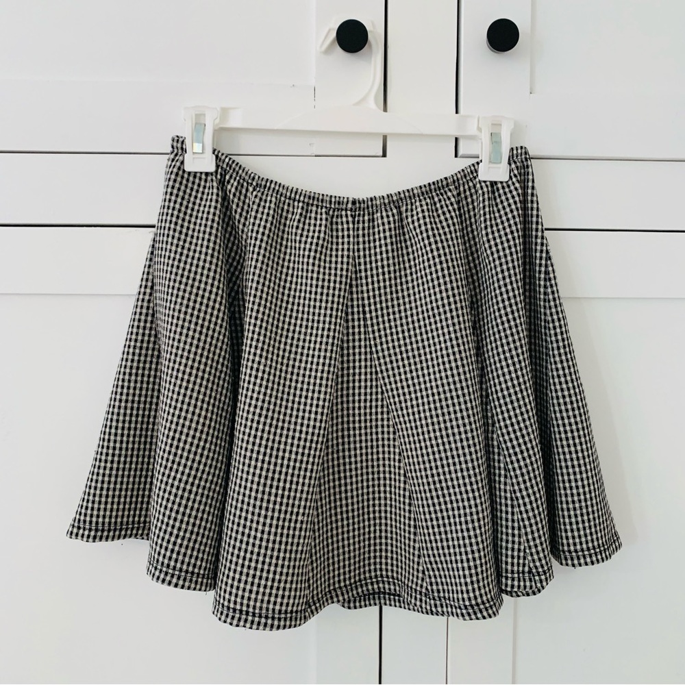 Brandy Melville John Galt Black Plaid Skater Skirt
